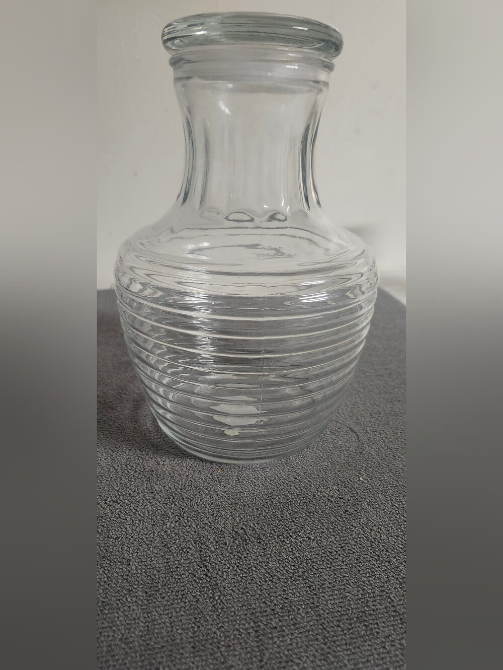 Clear Glass Ribbed Carafe With LID